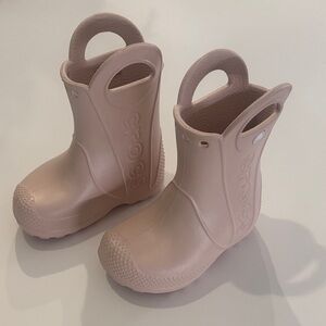 CROCS Kids Blush Pink Rain Boots